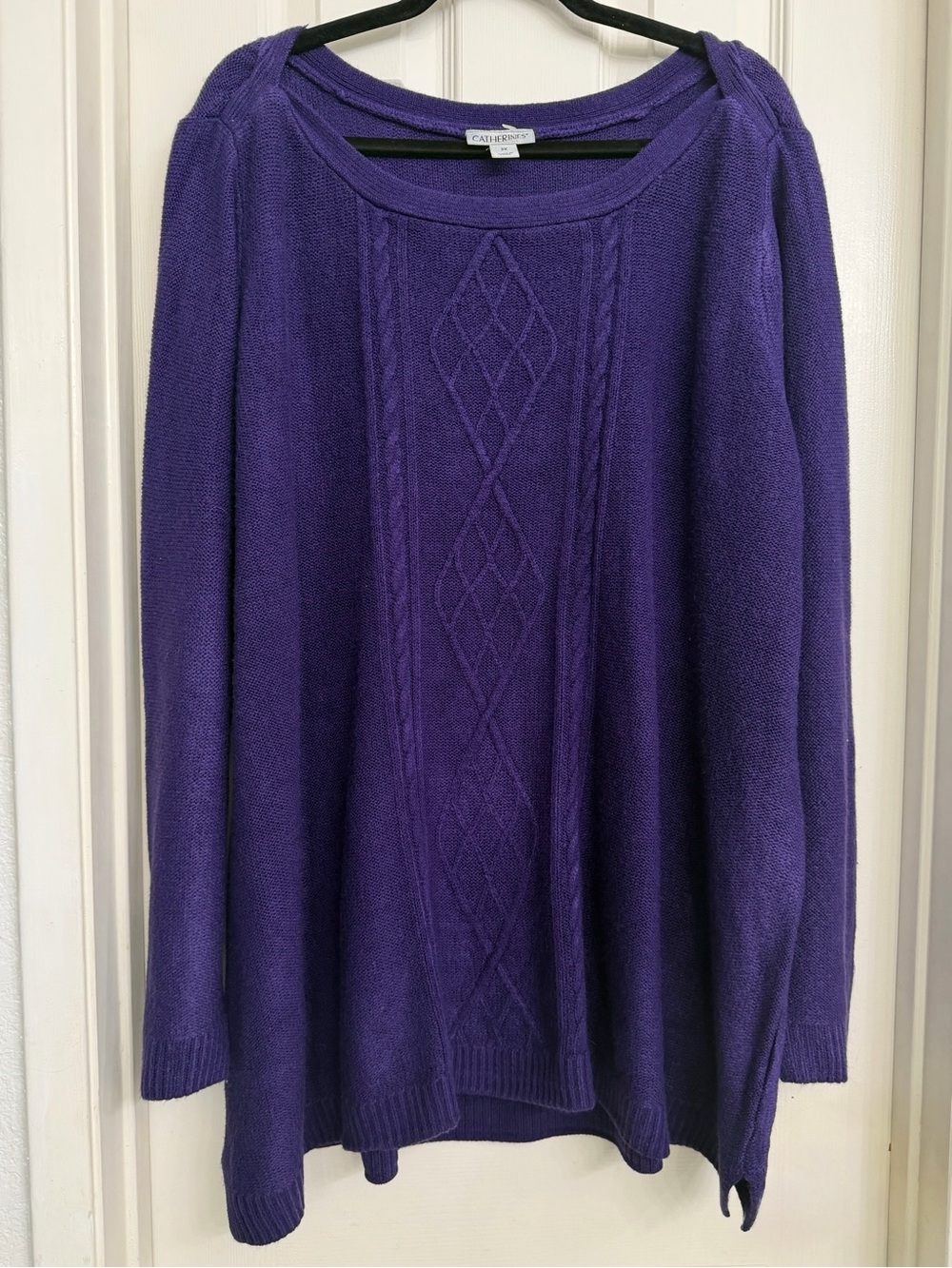 Catherines Purple Scoop Neck Cable-Knit Sweater Size 3X